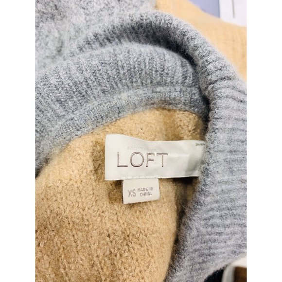 Ann Taylor Loft Wool Sweater Turtleneck Color Block Long Sleeves Size XSmall - Picture 6 of 7